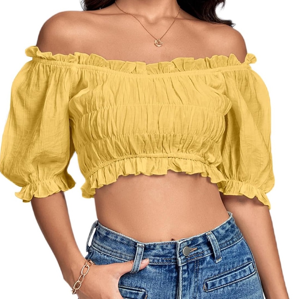 Off-Shoulder Ruffle Crop Top